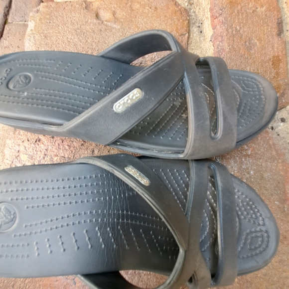 CROCS Womens Black Slide Sandals Size 10 B1 - Picture 3 of 5